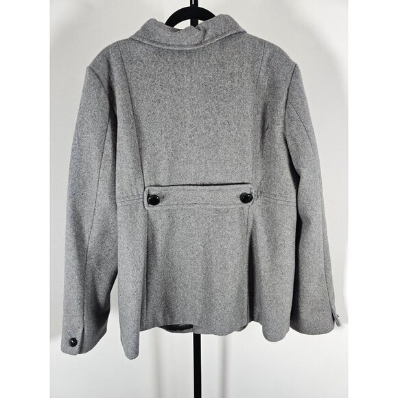 Old Navy Womens Size 2X Gray Pea Coat Wool Blend Winter Jacket Buttons Plus - Picture 2 of 9
